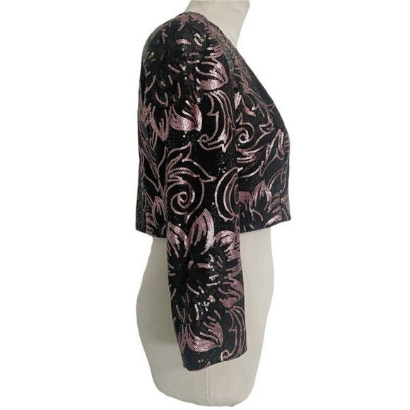 Alex Evenings Size 6  Embellished Jacket Top Crop Long Sleeve Party Cocktail - Picture 2 of 5